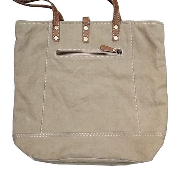 Myra Bag leather cotton geometric bag - Picture 4 of 9